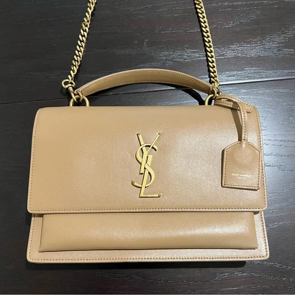 Smooth Leather Bag Ysl Sunset Bag Gold Yves Saint Laurent Bags Ysl